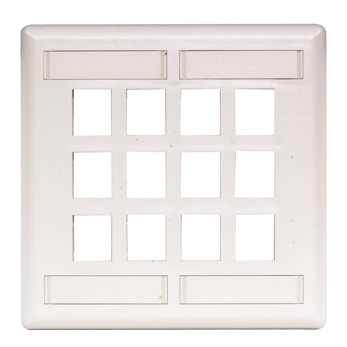Phone/Data/Multimedia Face Plate, Face Plate, Rear-Loading, 12-Port, Double-Gang, White