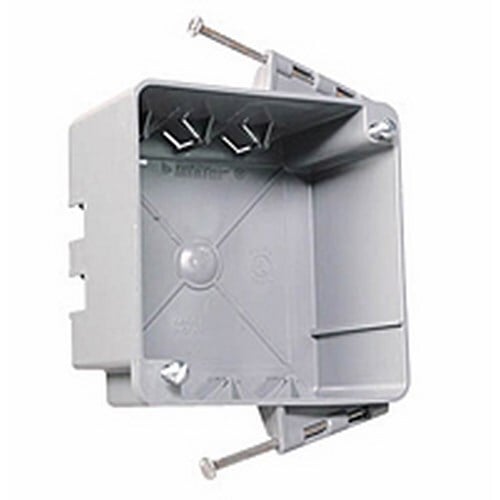 4 Square Box with Threaded Mounting Holes, Captive Mounting Nail each end. Three Auto/Clamps each end, Two on side adjacent to nails. Two #8 mounting screws factory installed.
