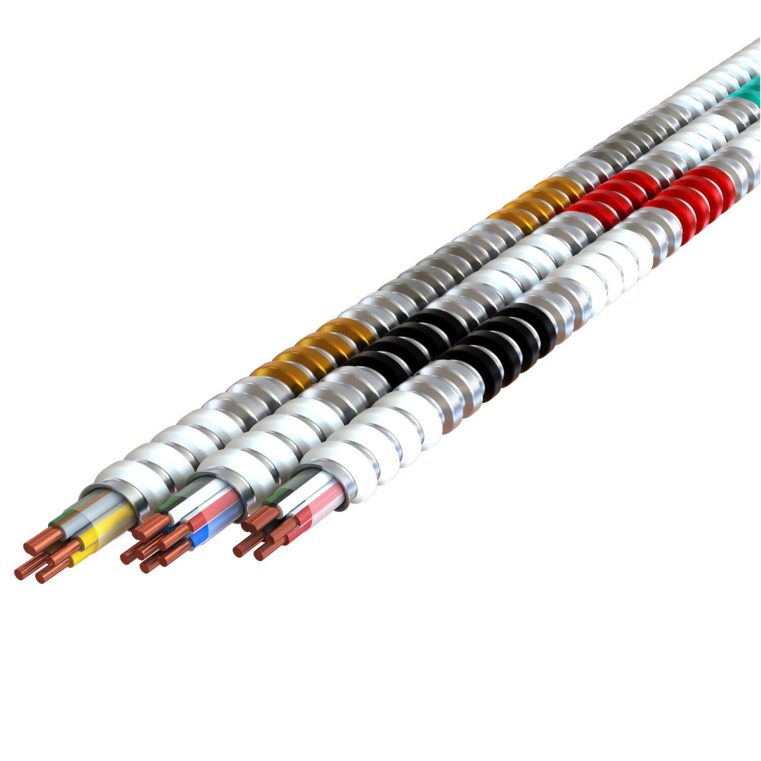 Neutral Per Phase MC Plus Cable, 12-2/12-2/12-1, Interlocked Galvanized Steel Armor, 1000 Foot Reel