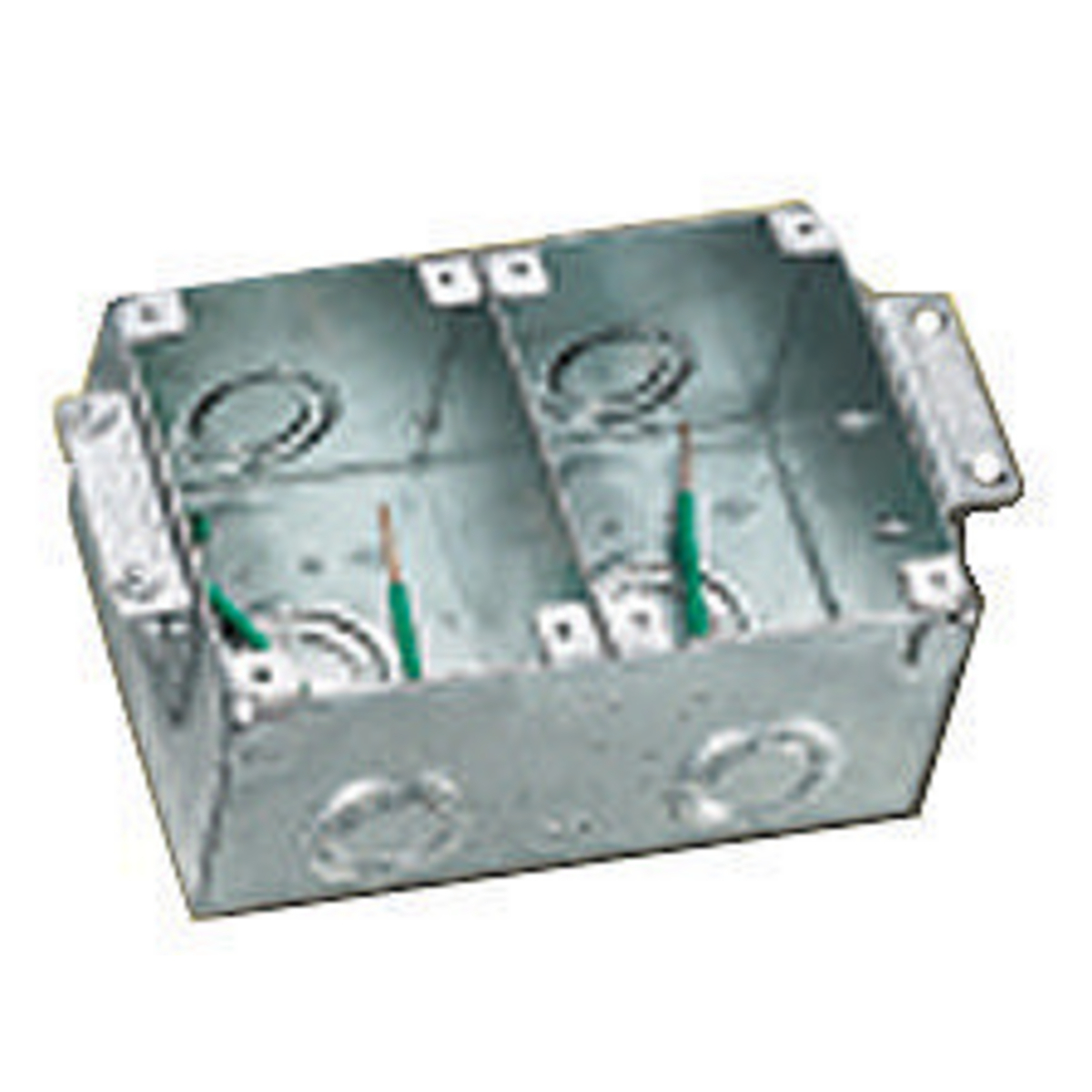 Flush Wooden Floor Box Series, 2-Gang, Rectangular, Galvanized Stamped Steel Box, Semi Adjustable