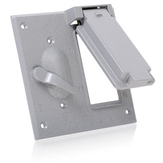 2-Gang Weatherproof Cover for GFCI Receptacle and Switch, Metallic Enclosure, Flat Lid, Includes Weatherproof Cover, Weatherproof Gasket and Mounting Screws, 2-Year Limited Warranty - Gray