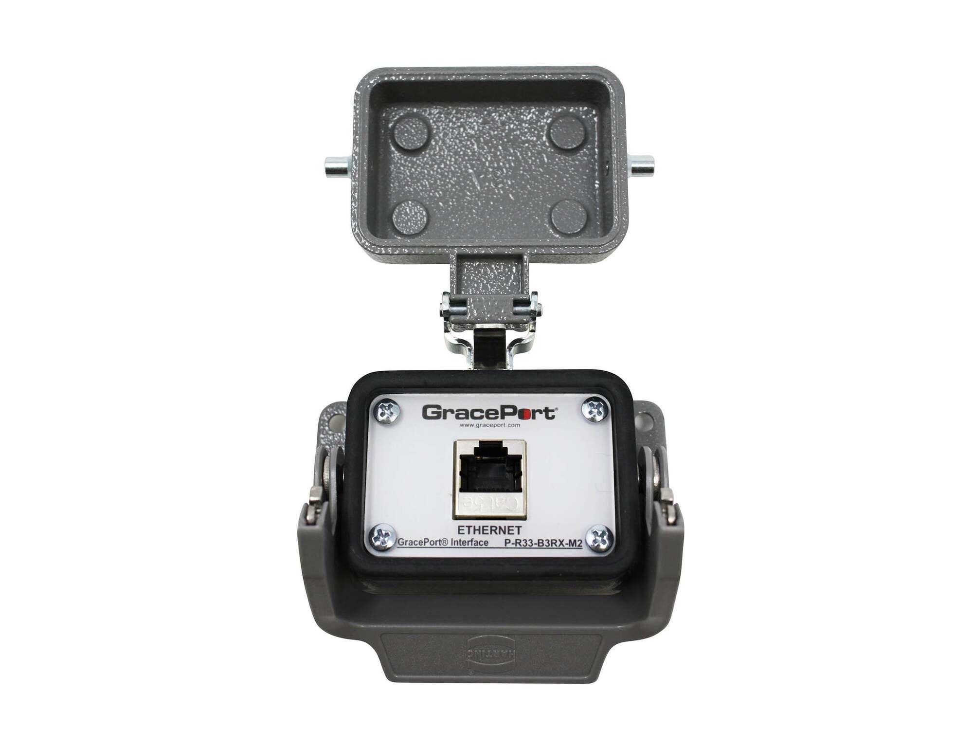 Panel Interface Connector with Category 5e Shielded RJ45, Panel Mount Housing and Metal Cover, No outlet/power option