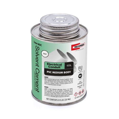 Low-VOC Medium PVC Conduit 663L Solvent Cement, Clear, 1/2 Pint