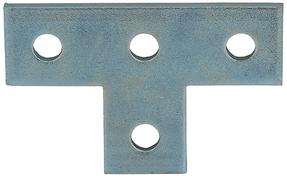 Flat T Plate Fitting, 4 holes, Steel material
