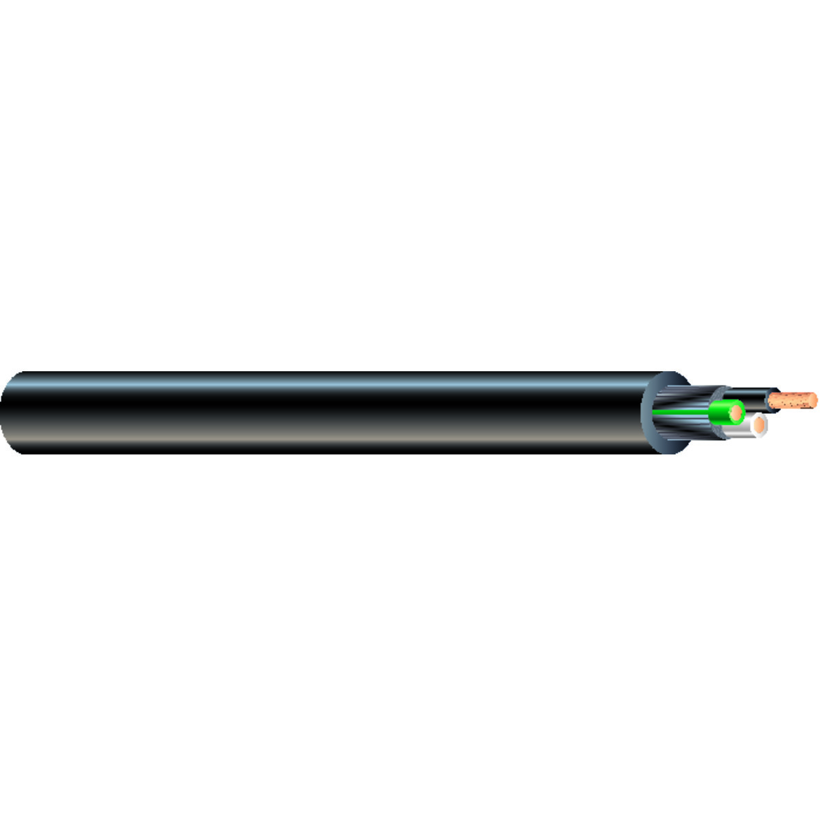 10-104 CU 3/C  BLACK/WHITE/GREEN SOOW BLACK 90C 600V PAPER 250 FT