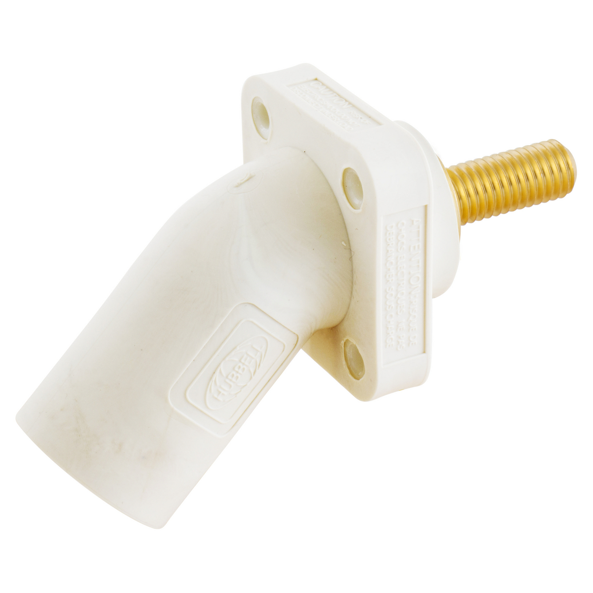 Single Pole Products, 300/400A Series,Inlet, Angled, Threaded Stud, White