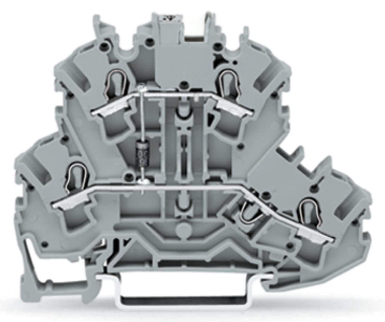 Component terminal block; double-deck; with diode 1N4007; Anode, top; for DIN-rail 35 x 15 and 35 x 7.5; 2.5 mm; Push-in CAGE CLAMP; 2,50 mm; gray