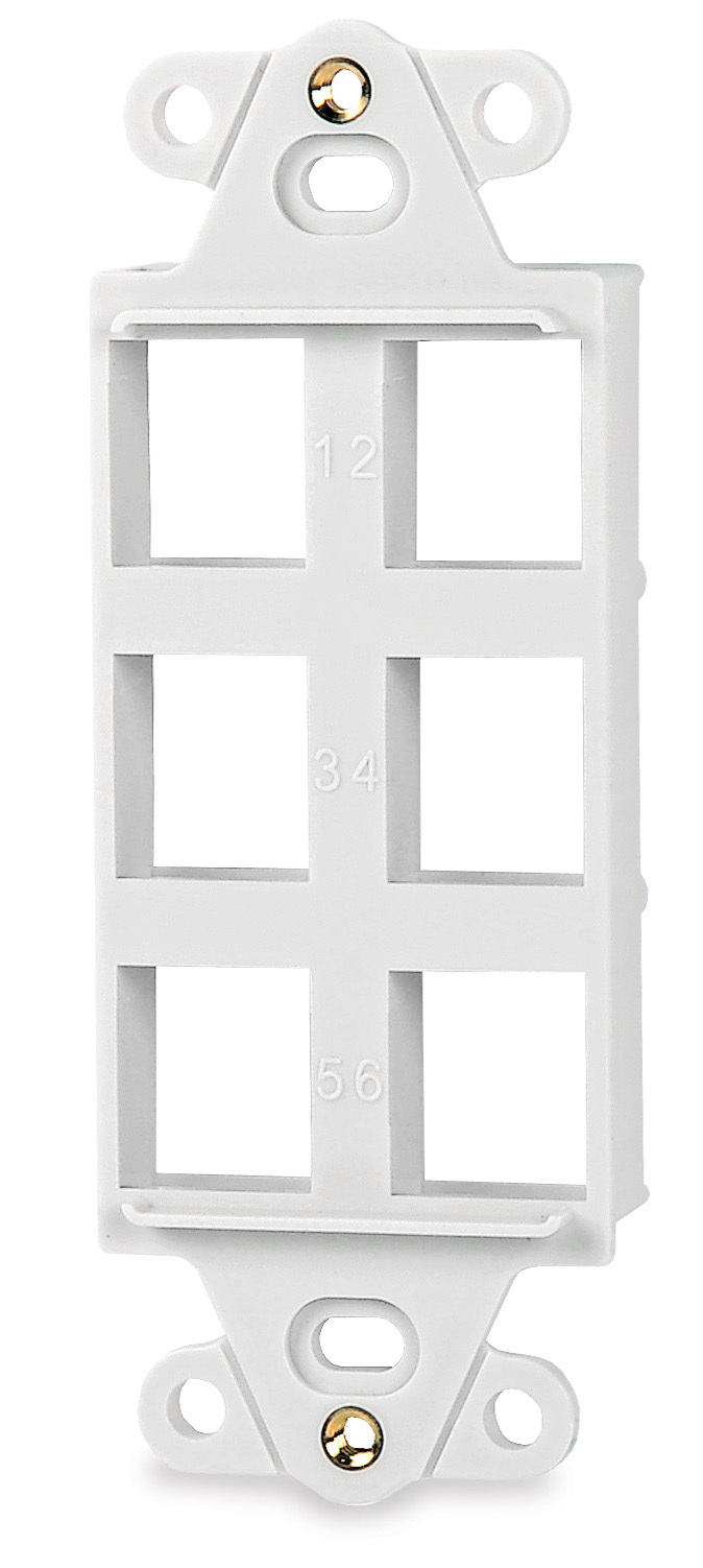 6-Port Decora-Style Keystone Adapter, White