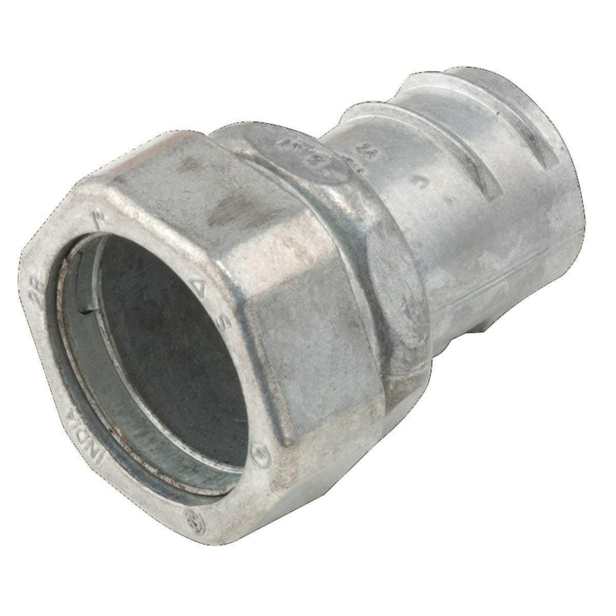 Flex to EMT Couplings, Screw-in/Compression Die Cast Zinc, 1 In.TradeSize