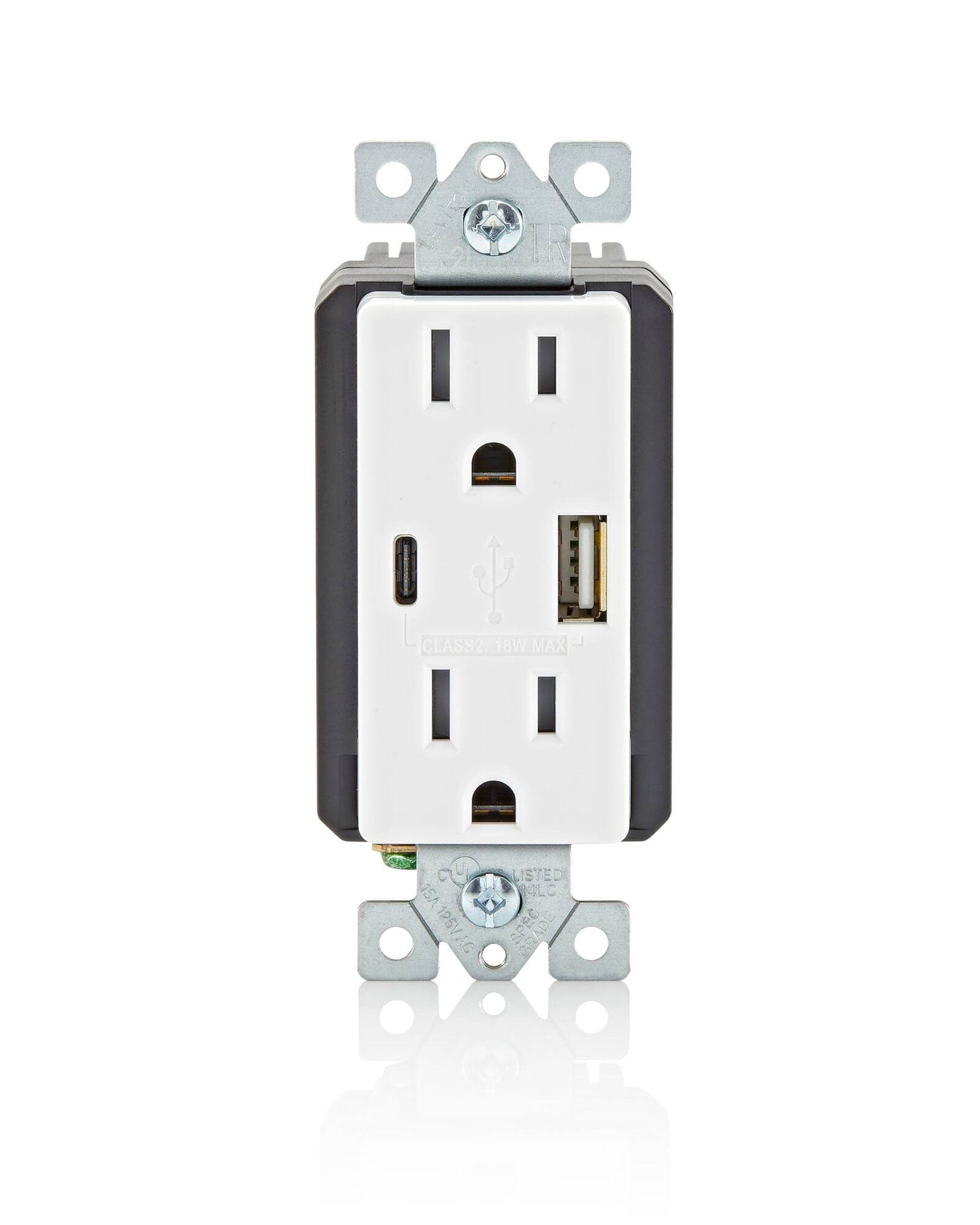 T5638-W T5638 Tamper-Resistant Duplex Receptacle, Electrical Ratings: 15 A, 2 Poles, 3 Wires, White
