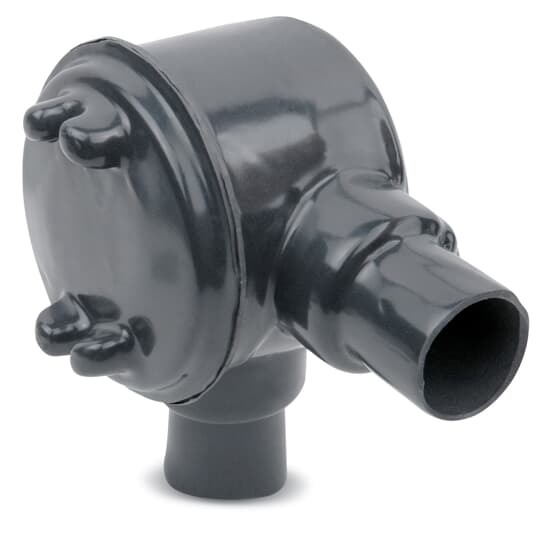 PVC Double-Coated Conduit Outlet Box for Hazardous Locations, GUAL Type - L Shape, Pipe Size 3/4 Inch/21 Metric, Box is Ductile Iron with Zinc Plating, Cover is Die Cast Aluminum, Cover Opening 3.00 Inch/76.20 Millimeters, Gray