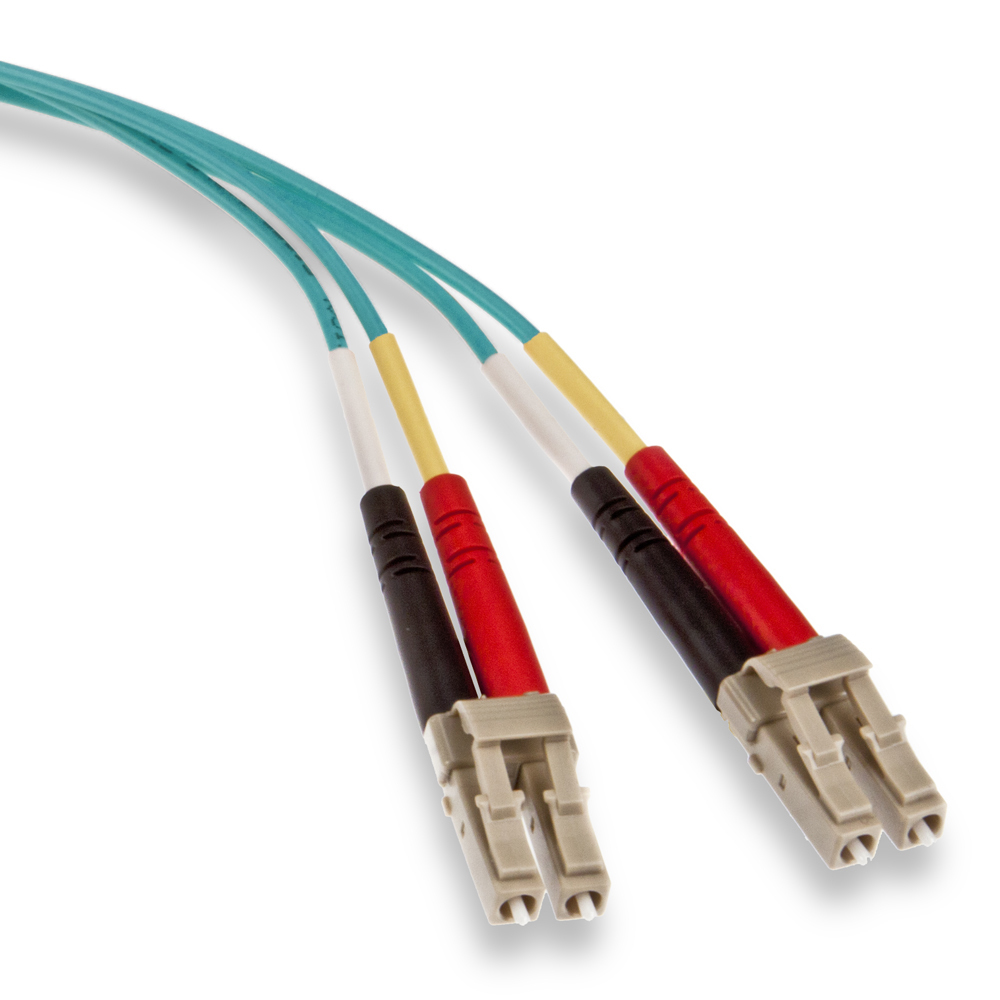 Fiber Patch Cord, 50/125 Laser Optimized Mulimode, Duplex, LC to LC, 1 Meter
