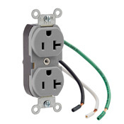 20-Amp, 125-Volt, Slim Body Duplex Receptacle, Straight Blade, Commercial Grade, Leaded, Gray