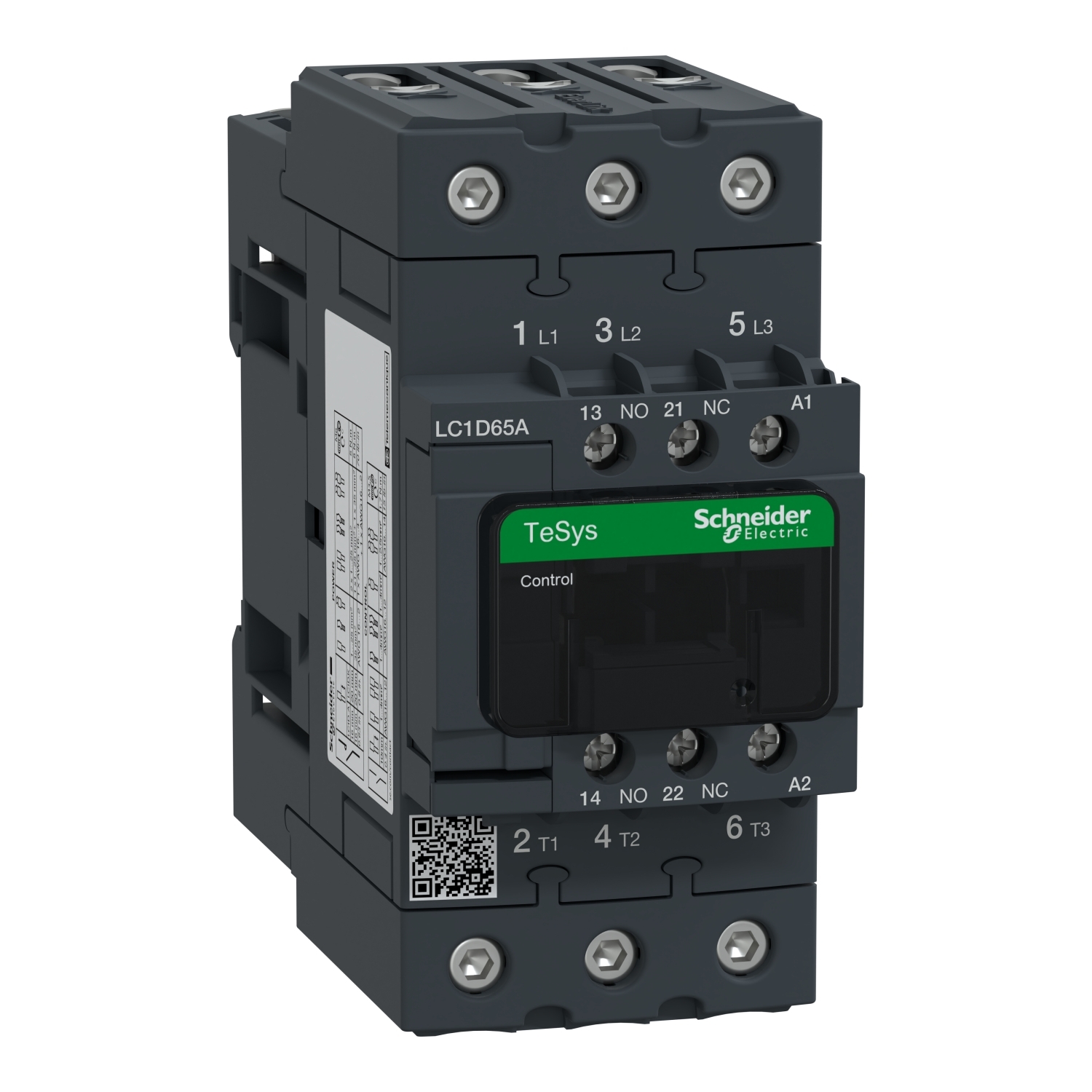 Contactor, TeSys Deca, 3P(3 NO), AC-3/AC-3e, <=400V, 65A, 120V AC 60Hz coil, screw clamp terminals