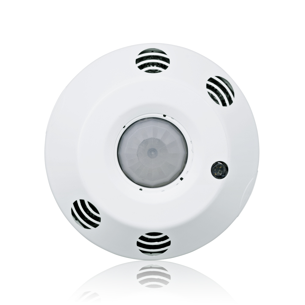 Indoor, Line Voltage, Low Profile, 1 Zone, Ceiling Mount, M/T, 2000 sq ft, Room Controller with multi-tech occupancy sensor, (1) 0-10V DC Sinking Control Signal for dimming ballast or LED Driver. 1 Relay, 120-277V AC.