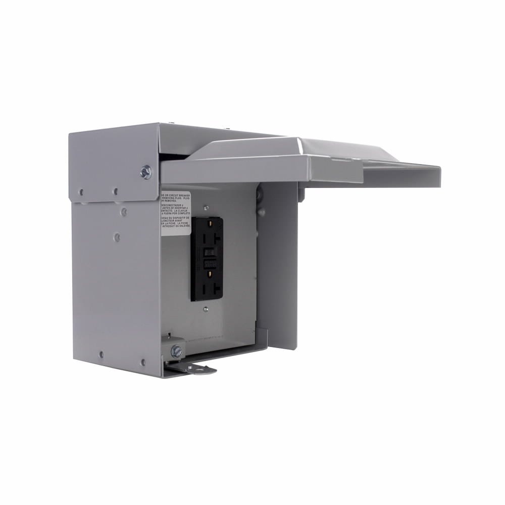 Eaton pedestal mount unmetered, Unmetered, 20A, None, None, Non-ground fault, None, None, Top, Surface, Circuits: 4, NEMA 5-20R2GFI, None, None, 3, 0, 0, 125V, None, None