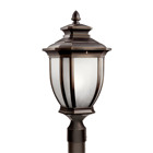 The Salisbury(TM) 21.75in; 1 light outdoor post light features a British inspired look with its white linen glass and Rubbed Bronze(TM) finish. The Salisbury post light works in several aesthetic environments, including traditional and transitional.
