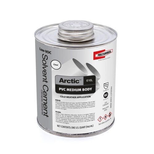 Arctic Low-VOC Medium PVC Solvent Cement, Clear, 1 Quart