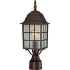 Adams - 1 Light - 17" Outdoor Post with Frosted Glass Rustic Bronze