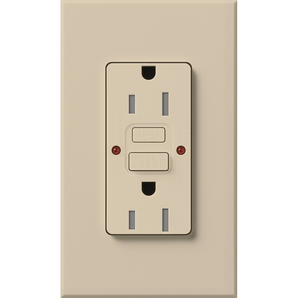 Architectural Series tamper resistant, Self-testing GFCI receptacle, 15A in taupe