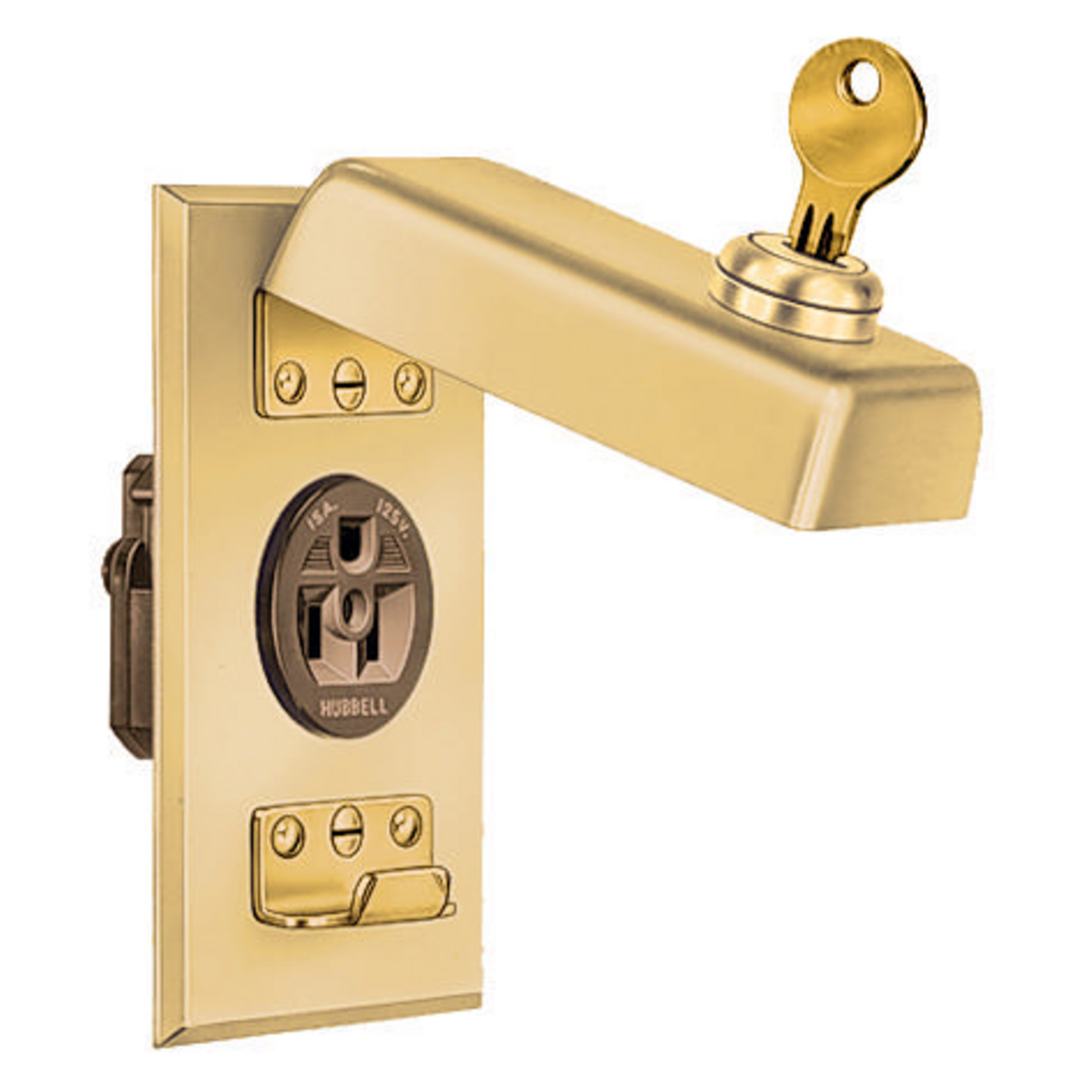 Brass Locking Cover Plate, One 1.40" Receptacle Opening, All Locks Keyed Alike