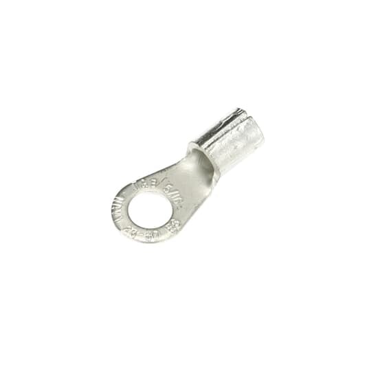 Non-Insulated Large Brazed Seam Ring Terminal, Length 1.32 Inches, Width .60 Inches, Bolt Hole 5/16 Inch, Wire Range #6 AWG, Copper, Tin Plated, 20 Pack