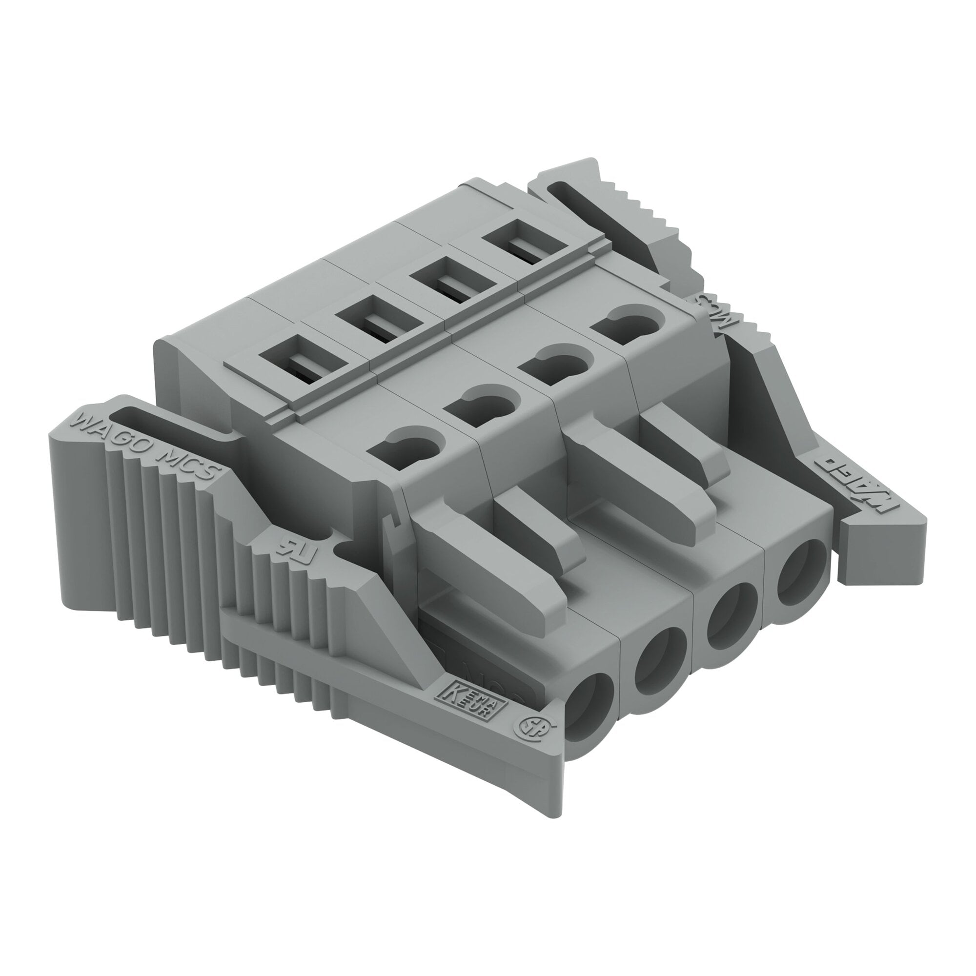 1-conductor female connector; CAGE CLAMP; 2.5 mm; Pin spacing 5 mm; 4-pole; Lateral locking  levers; 2,50 mm; gray