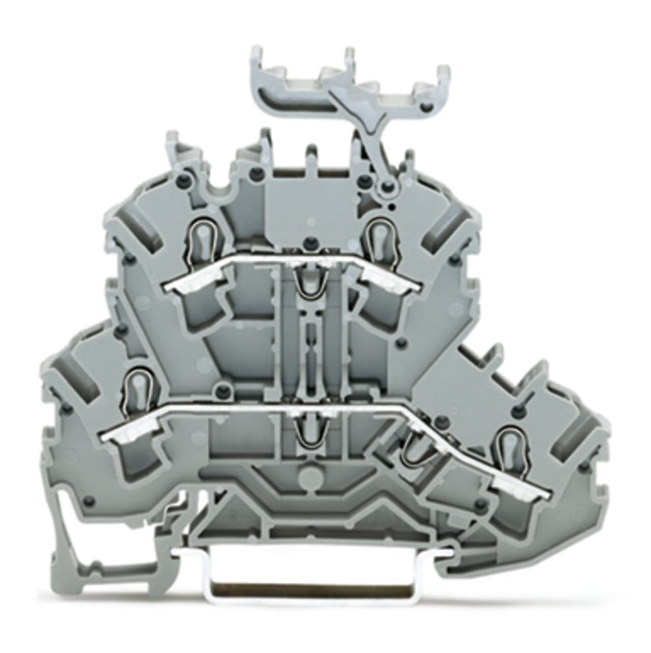 Double-deck terminal block; Through/through terminal block; L/L; with marker carrier; suitable for Ex e II applications; for DIN-rail 35 x 15 and 35 x 7.5; 2.5 mm; Push-in CAGE CLAMP; 2,50 mm; gray
