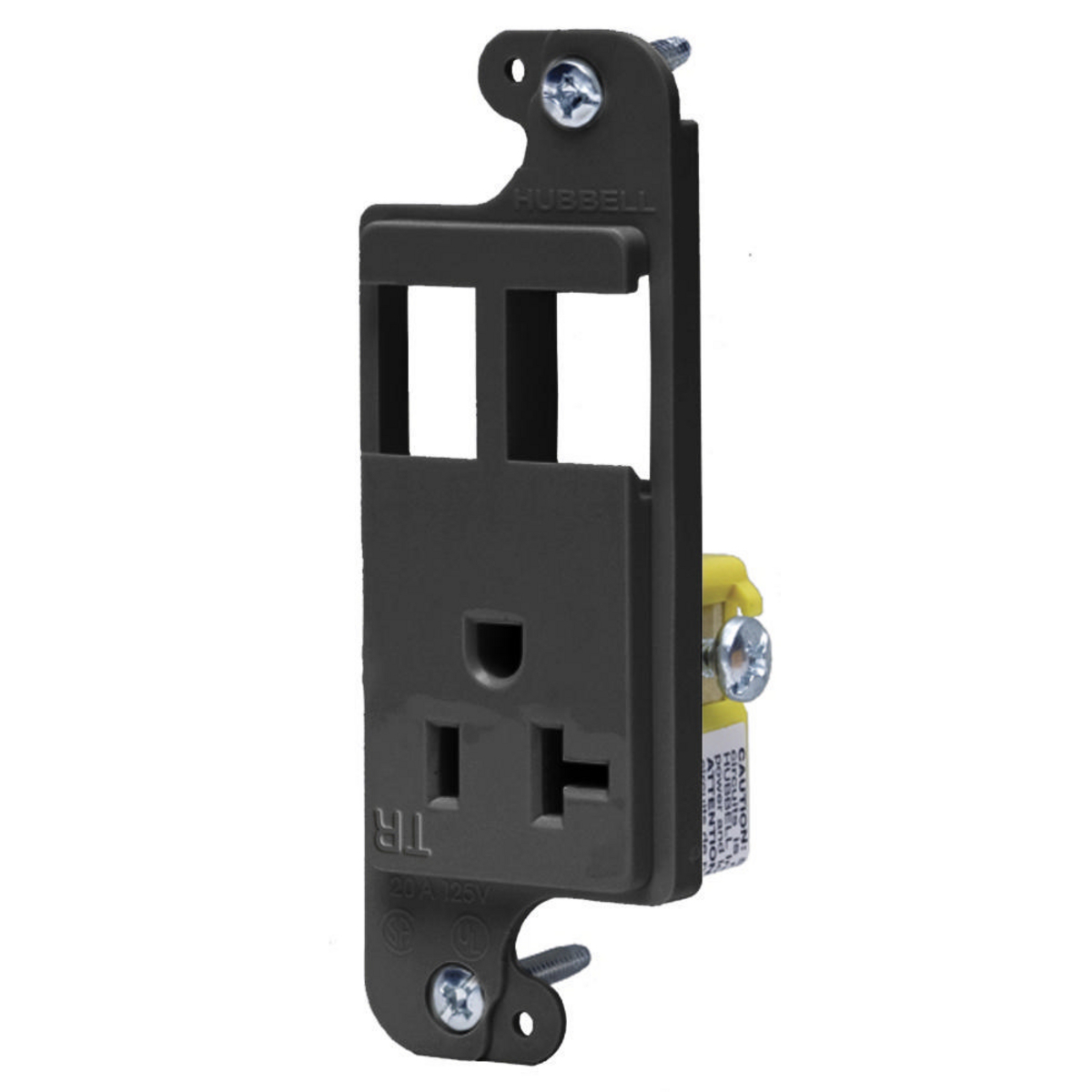J-Load Media Outlet, 20A 125V Tamper Resistant Receptacle, 2-Port, Decorator Frame, Black