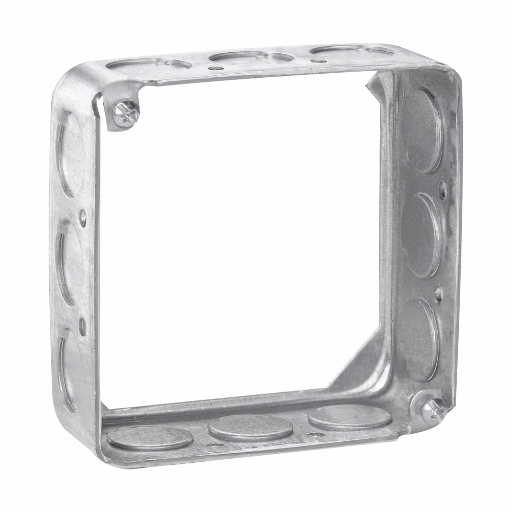 Eaton Crouse-Hinds series Square Extension Ring, 4", Drawn, 1-1/2", Steel, (12) 1/2", 21.0 cubic inch capacity