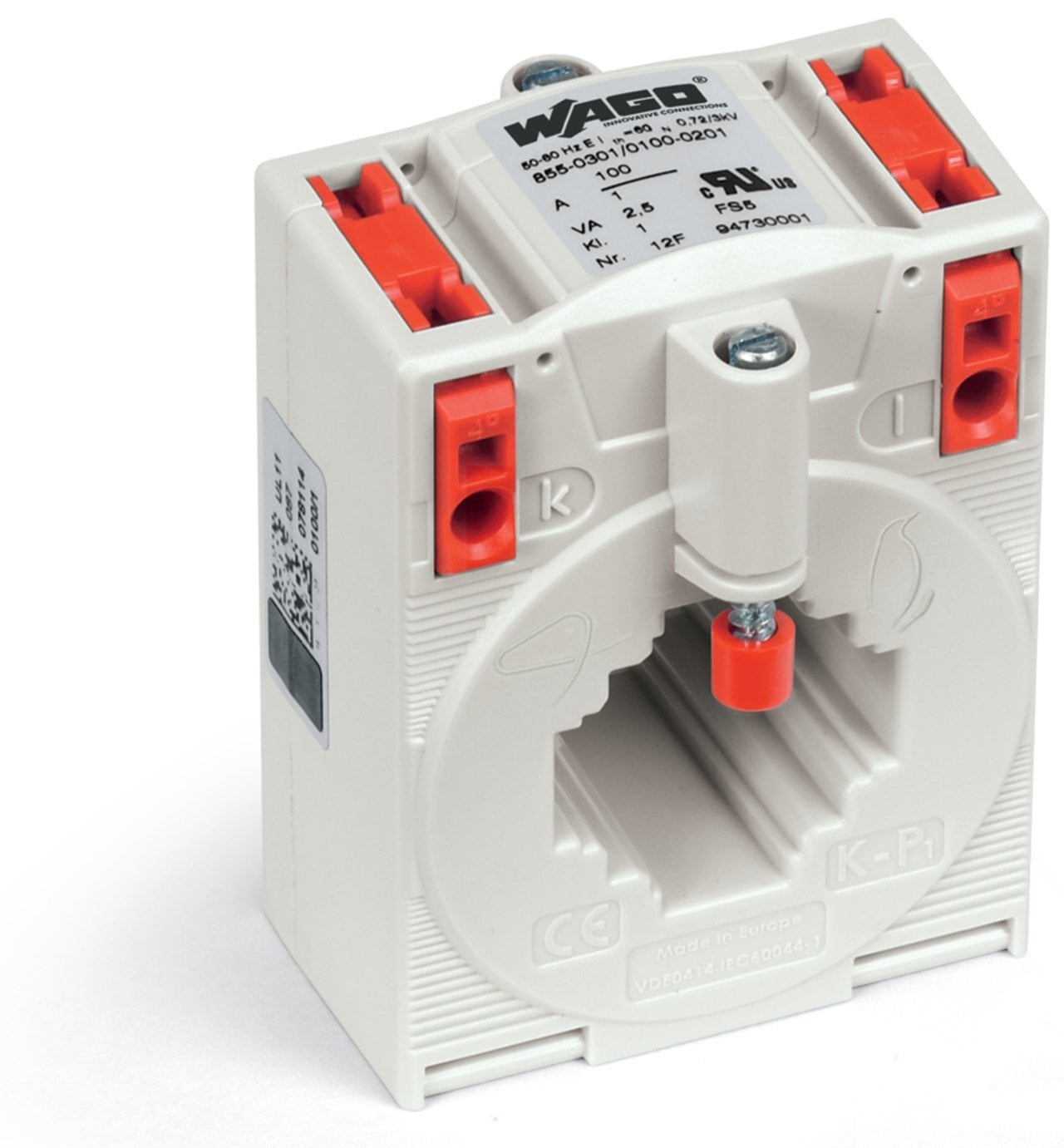 Plug-in current transformer; Primary rated current: 100 A; Secondary rated current: 1 A; Rated power: 2.5 VA; Accuracy class: 1