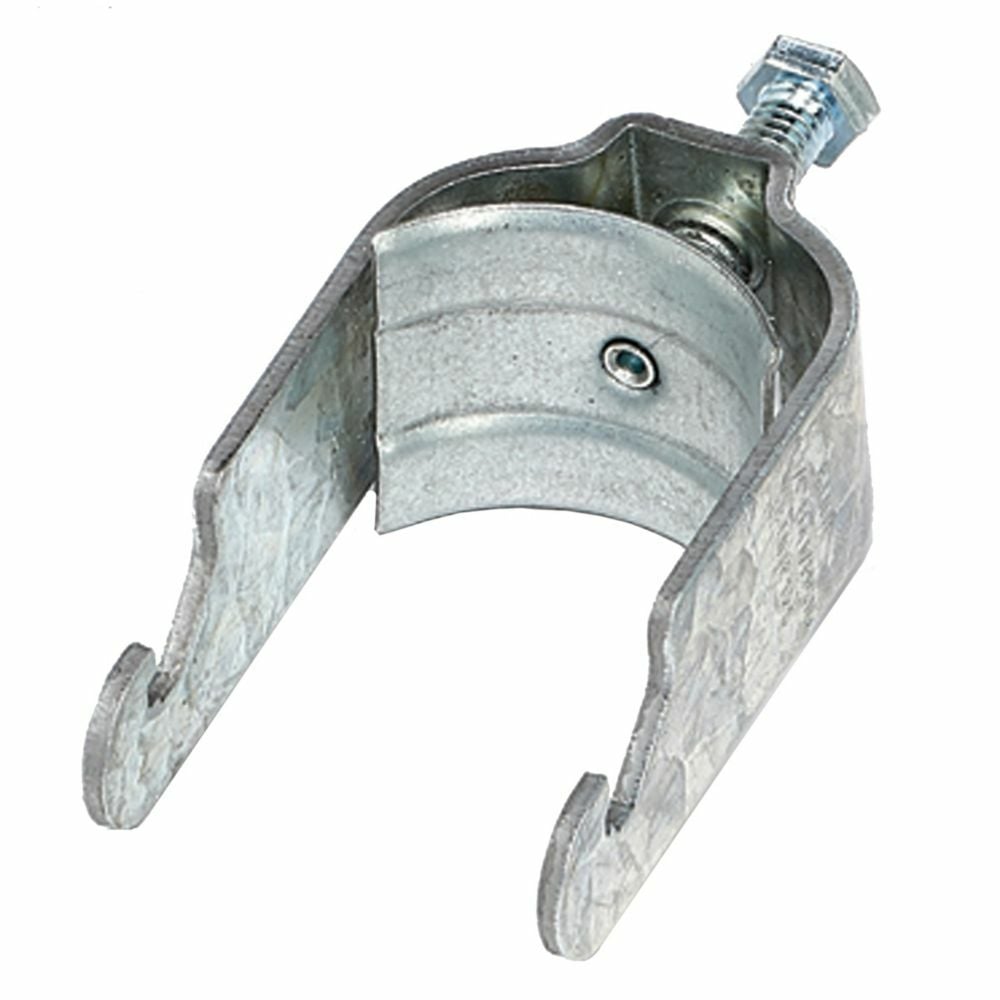 Eaton B-Line series strut mounting bracket, Conduit and cable, 1" Height, 1" Length, 1" Width, 0.139lbs, Conduit size: 0.5" EMT/Rigid, Conduit and cable clamps, .65" Max mount size, .89" Min, 200 lbs load capacity, Pre-galvanized
