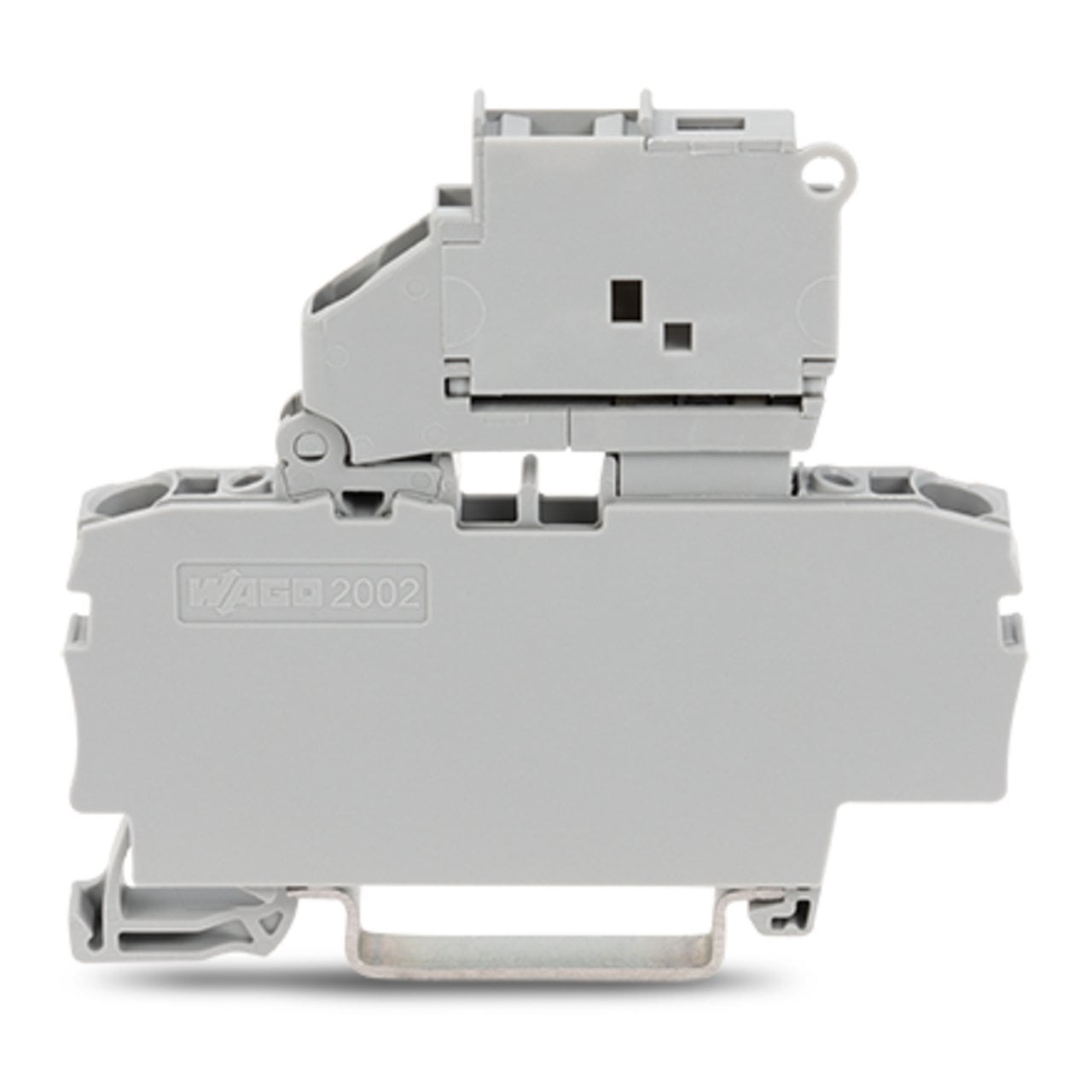 2-conductor fuse terminal block; with pivoting fuse holder; and end plate; for 5 x 20 mm miniature metric fuse; without blown fuse indication; for DIN-rail 35 x 15 and 35 x 7.5; 2.5 mm; Push-in CAGE CLAMP; 2,50 mm; gray