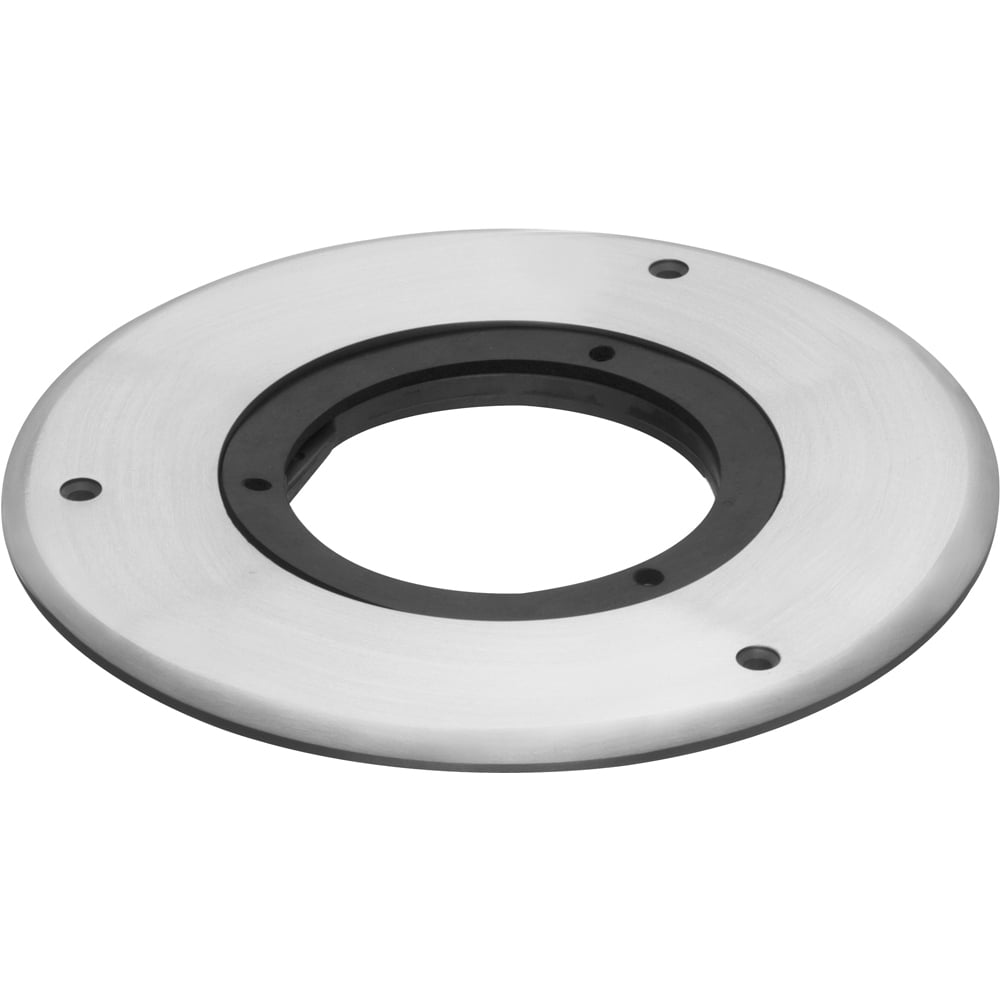 Oversized carpet ring for Arlington's flush to floor cut in floor box kits. Nickel.