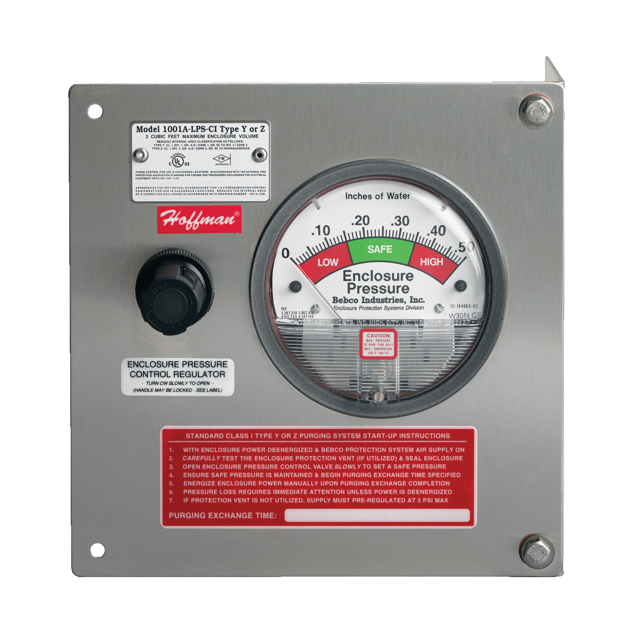 Small-Volume Type Y Z Purge/Pressurization System, 10CF Class 2, Brushed, SS316