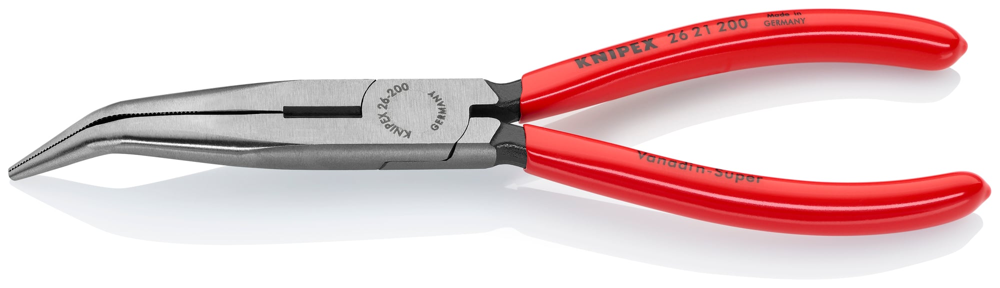 Long Nose 40° Angled Pliers with Cutter, 8 in., Plastic Coating, Bulk