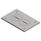 Cover Plate for Multi-Gang Floor Boxes for Power and Communications, Length 4-1/2 Inches, Width 3 Inches, Duplex 1-7/16 Inch Plugs, Aluminum