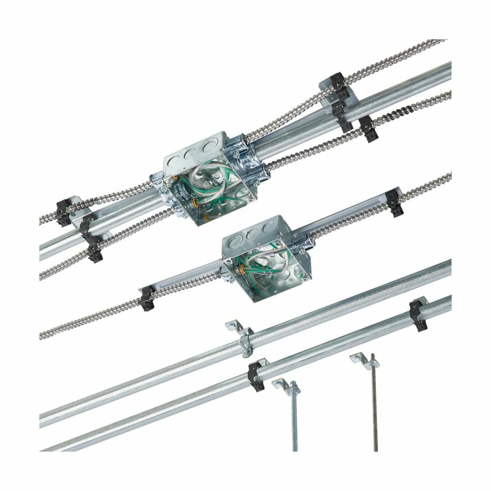 Eaton B-Line series conduit support fasteners, Hangers, 1" Height, 1" Length, 1" Width, 0.325lbs, Conduit size: 0.5"-0.75" EMT/RGD, Deck hanger bracket, 25 lbs load capacity