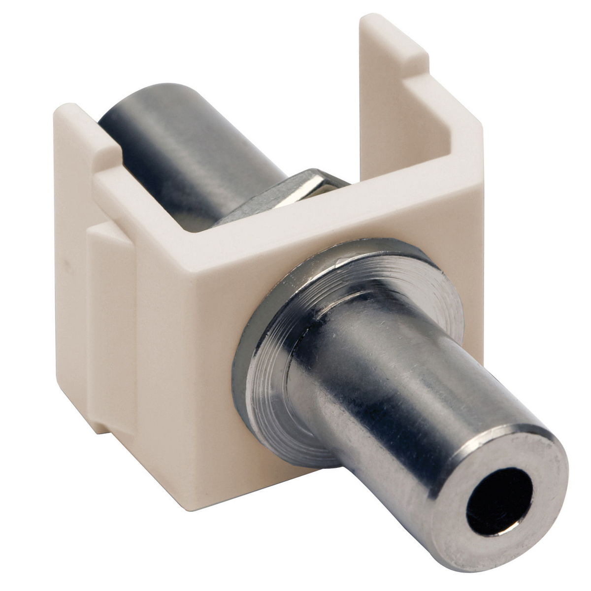 Stereo Jack, Snap-Fit, Keystone, 3.5 MM Stereo Jack, Female to Female, Light Almond