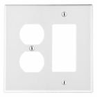 Hubbell Wiring Device Kellems, Wallplates and Box Covers, Wallplate,Non-Metallic, 2-Gang, 1) Duplex 1) Decorator, White