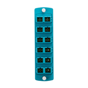 Injection Molded Adapter Plate, Opt-X 6-Pack Duplex SC OM3, 12- Fiber, Aqua