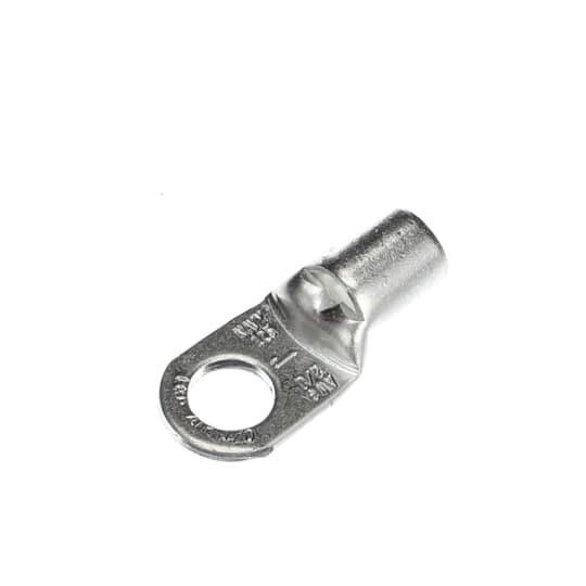 Non-Insulated Tubular Ring Terminal, Length 1.99 Inches, Width .89 Inches, Bolt Hole 1/2 Inch, Wire Range 1/0AN-2/0, Copper, Tin Plated, 50 Pack