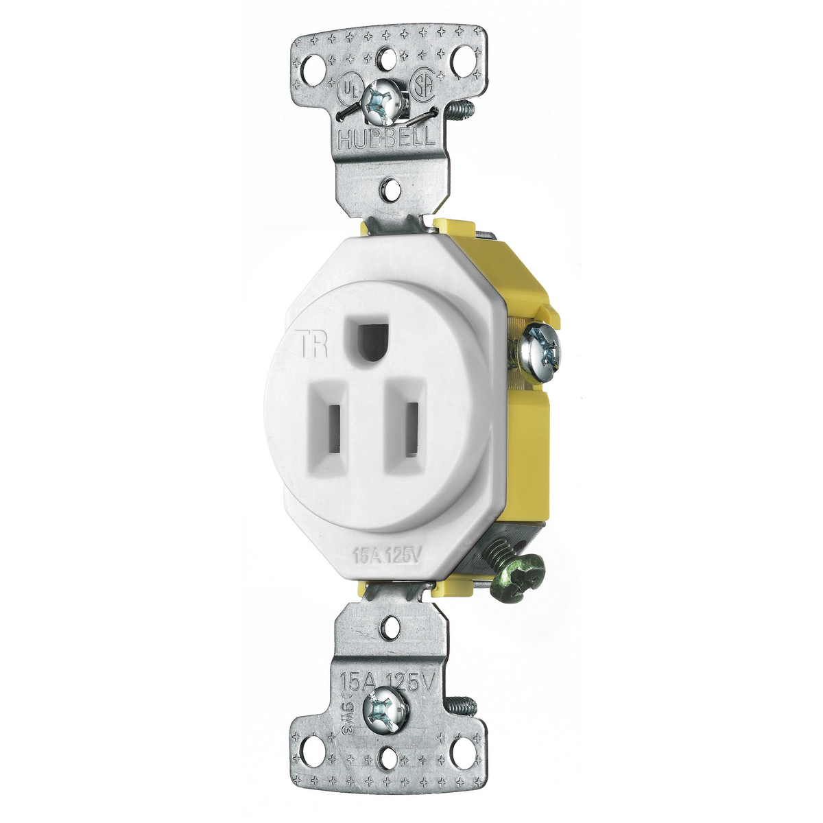 tradeSELECT Straight Blade Receptacle, Residential Grade, Tamper Resistant Single, 15A 125V, 2-Pole 3-Wire Grounding, 5-15R