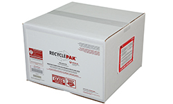 Dimensions: 18x18x12" Capacity: 50 lbs. of unsorted computers, peripherals, monitors, TVs, home electronics, office electronics, printers, toner cartridges, cell phones, and personal electronics. Includes: Recycling container, 5.5 mil vapor barrier liner, liner tie, instructions, terms and conditions, proof of purchase, prepaid return shipping with label, recycling and online certificate of acceptance for recycling. Restrictions: Lower 48 contiguous states only. Not for export.