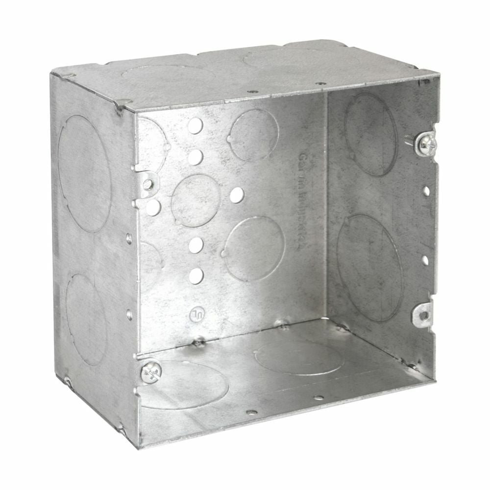 Eaton Crouse-Hinds series outlet box, (2)- 1/2", (2) 3/4", 4-11/16", Conduit (no clamps), Welded, 3", Galvanized steel, (4) 1 1/2", 60.0 cubic inch capacity