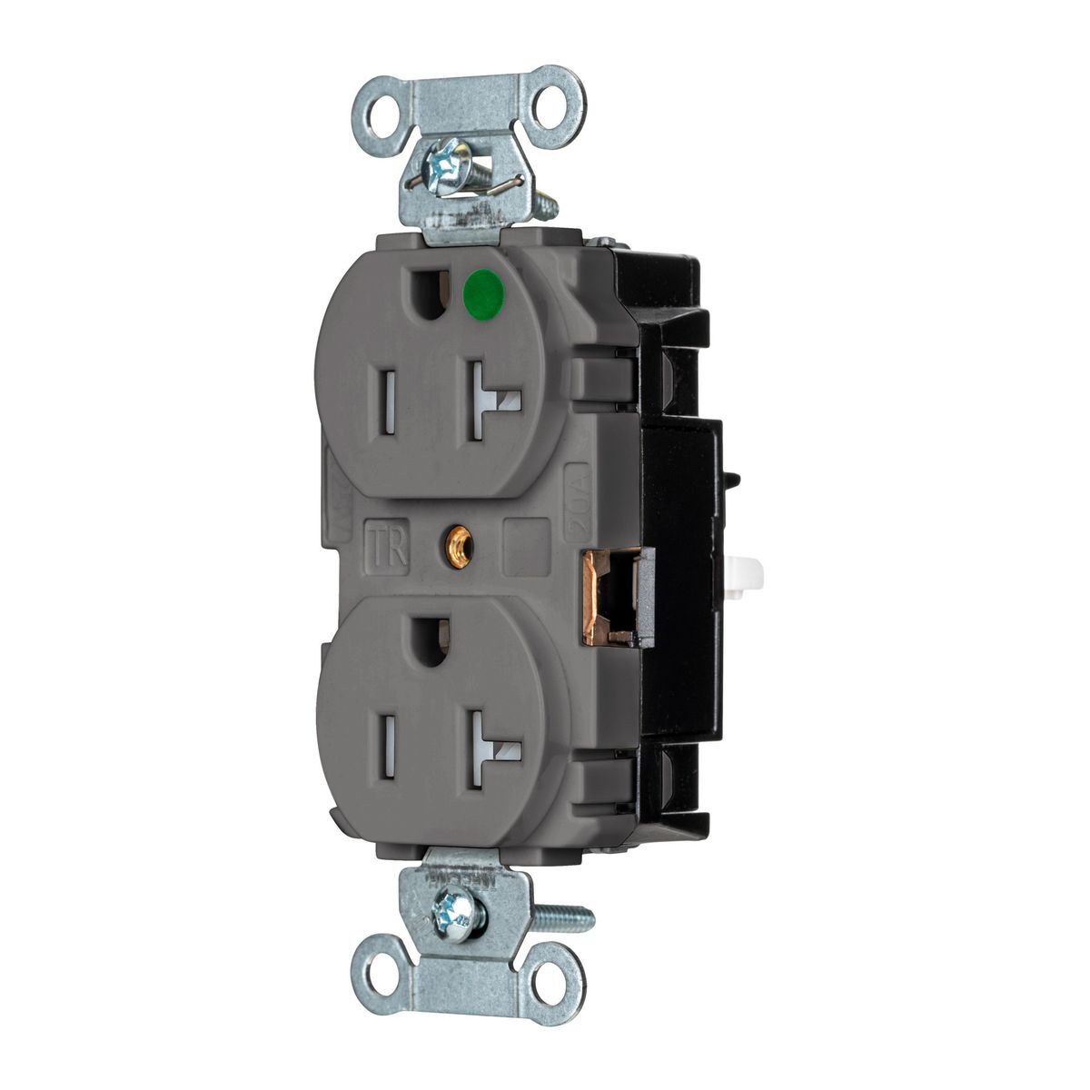 Straight Blade Devices, EdgeConnect, Hubbell-Pro Receptacle, Hospital Grade, Tamper Resistant, 2-Pole 3-Wire, 20A 125V, 5-20R, Screwless Terminal, Gray