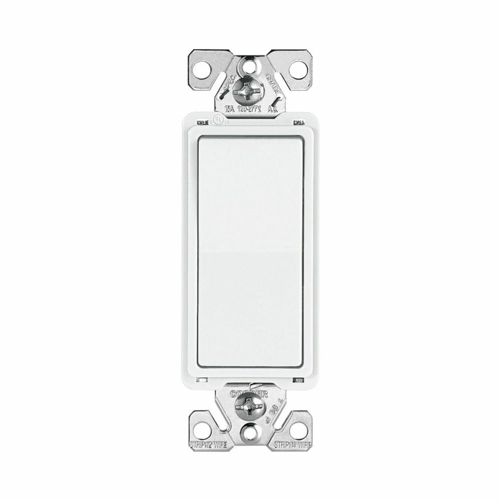 Eaton commercial grade decorator switch, Box, #14-10 AWG, 15A, Flush, 120/277V, Back/push, Antimicrobial paddle, Maintained, Black, Motor Control, Fan, LED, Incand, ELV,MLV,CFL, Florscnt, Halogen, Single-pole, Thermoplastic 647031