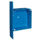 Two Gang Outlet Box, Volume 20 Cubic Inches, Length 4 Inches, Width 4 Inches, Depth 1.60 Inches, Number of Knockouts 7, Knockout Size 1/2 Inch and 3/4 Inch, Material PVC
