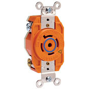 20 Amp, 347/600 Volt 3PY, NEMA L23-20R, 4P, 5W, Flush Mtg Locking Receptacle,Industrial Grade, Isolated Ground - Orange