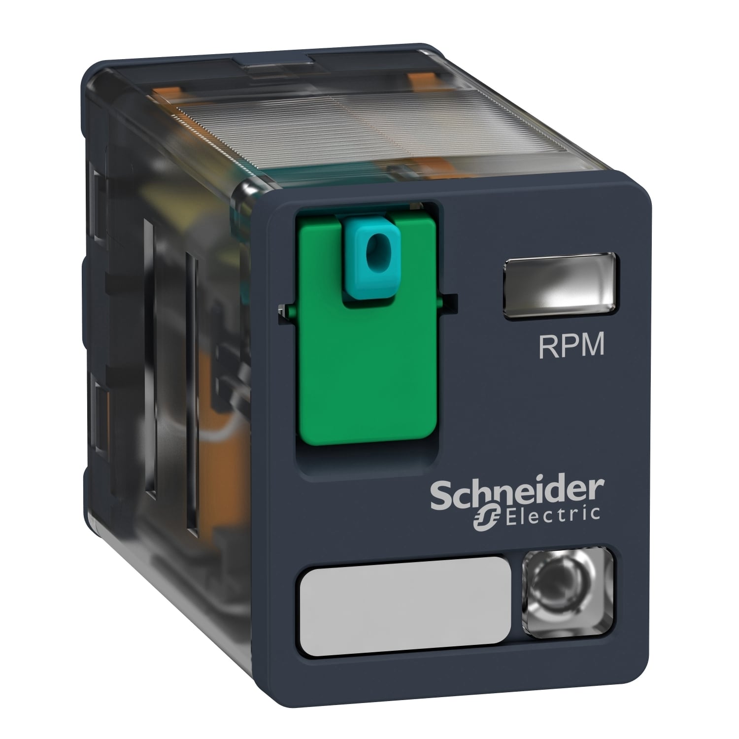 plug-in relay, Harmony electromechanical relays, 15A, 2CO, with LED, lockable test button, 24V DC